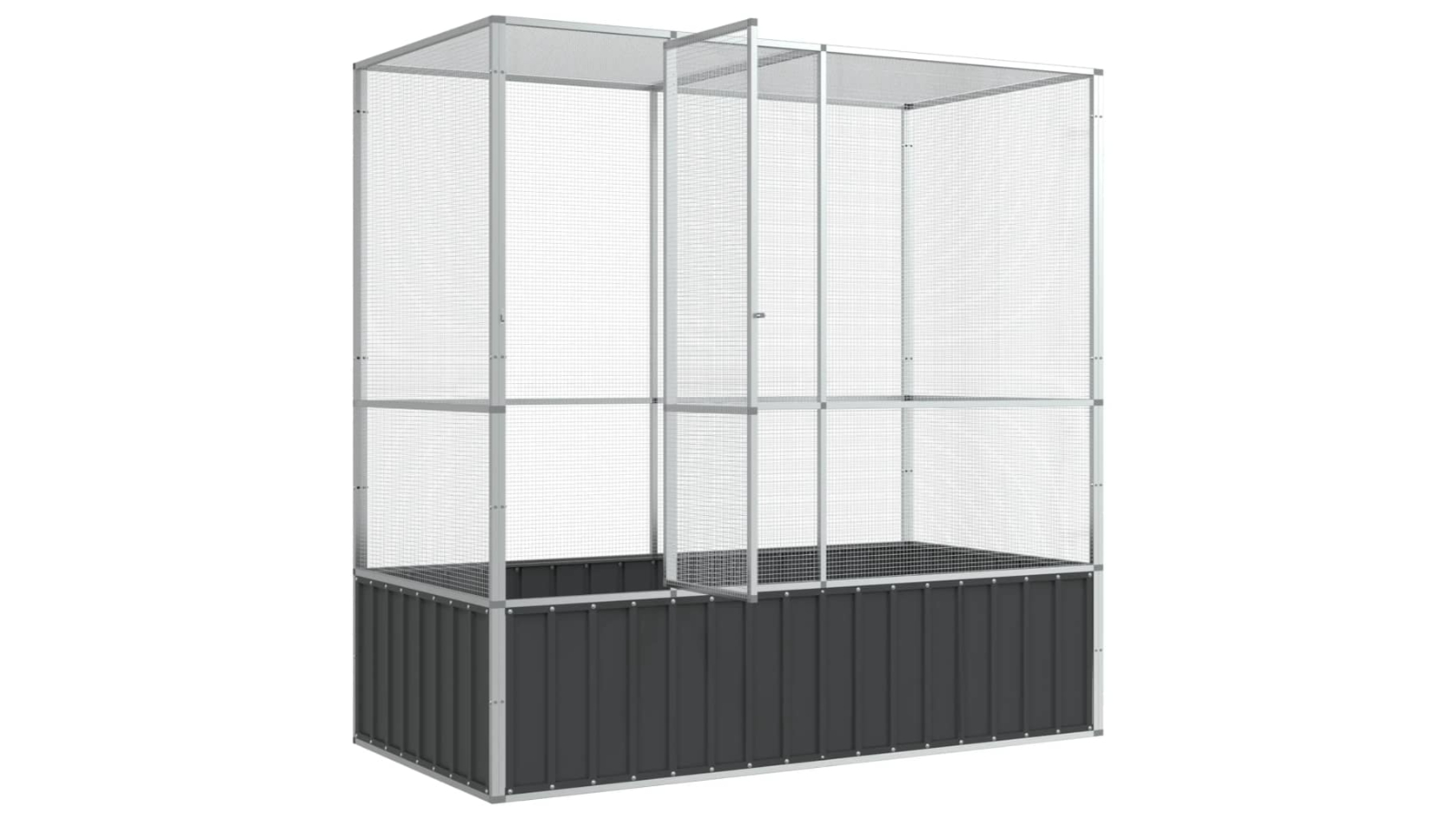 vidaXL Silver Steel Aviary - 210.5 x 107 x 212cm