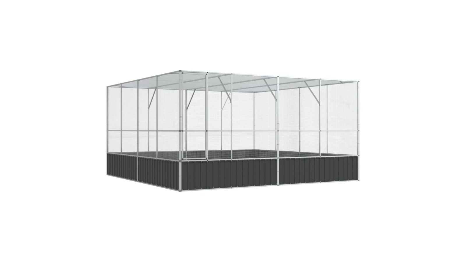 vidaXL Silver Steel Aviary - 418 x 414 x 212cm