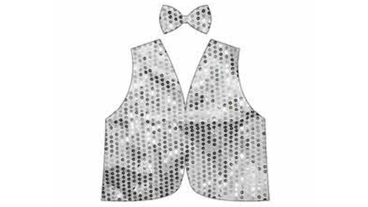 BR Costumes 80s Kids Sequin Vest Bow Tie Set Silver Harvey Norman