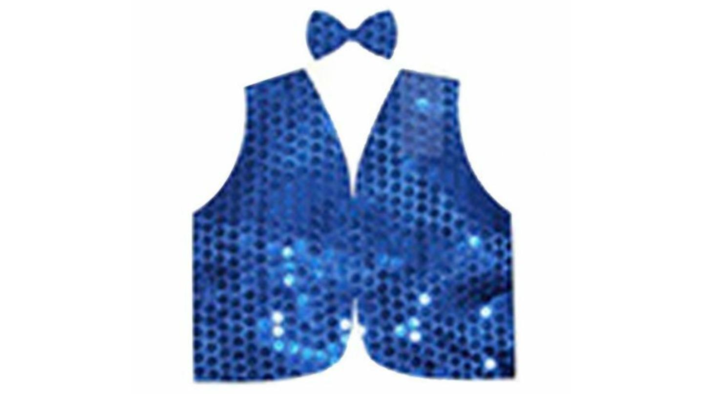 BR Costumes Kids Sequin Vest Bow Tie Set Blue Harvey Norman