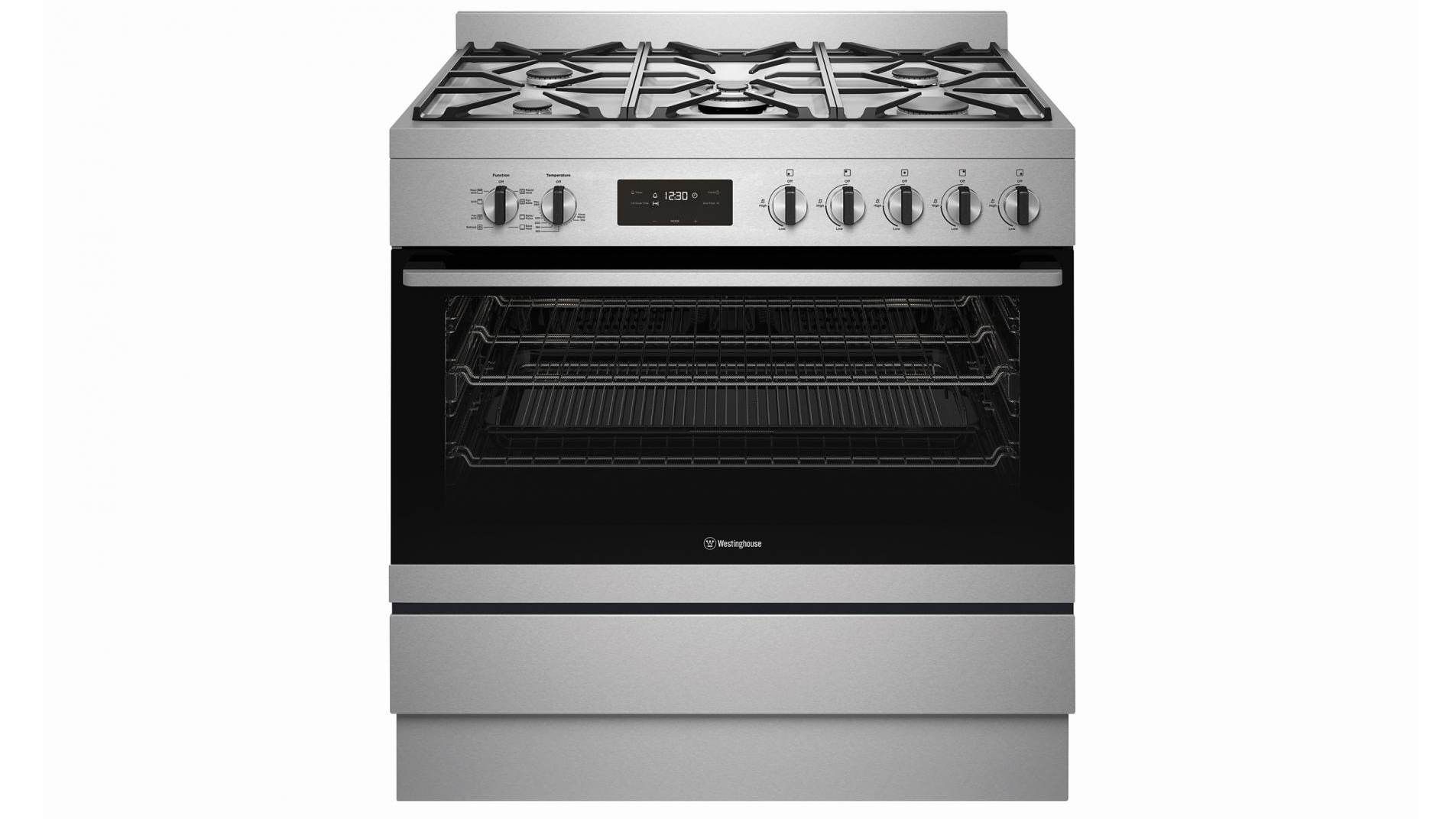 Westinghouse 90cm Dual Fuel Upright 5 Gas Burners Stainless Steel