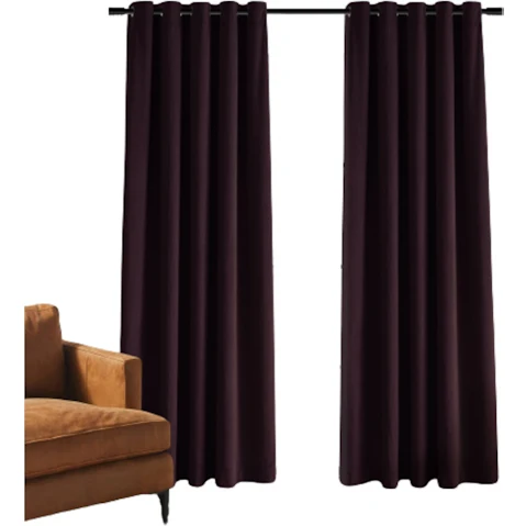 Cadence and Co Aubergine Byron Matte Velvet Curtains Twin Pack