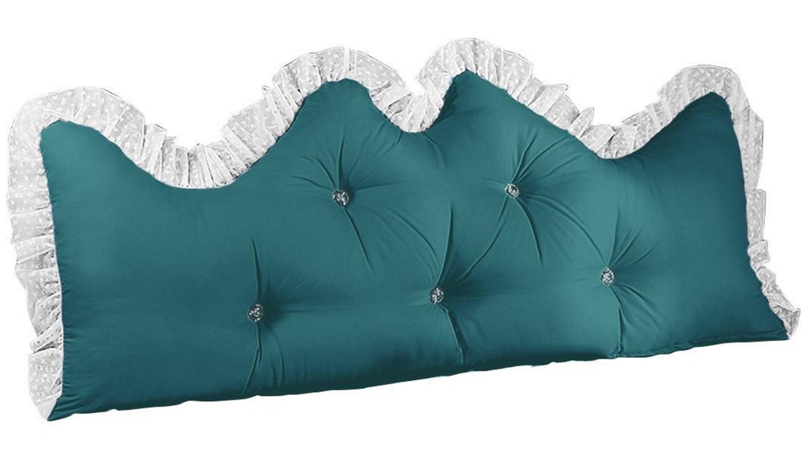 SOGA 180cm Blue-Green Princess Bed Pillow Headboard Backrest Bedside Tatami Sofa Cushion with Ruffle Lace Home Decor