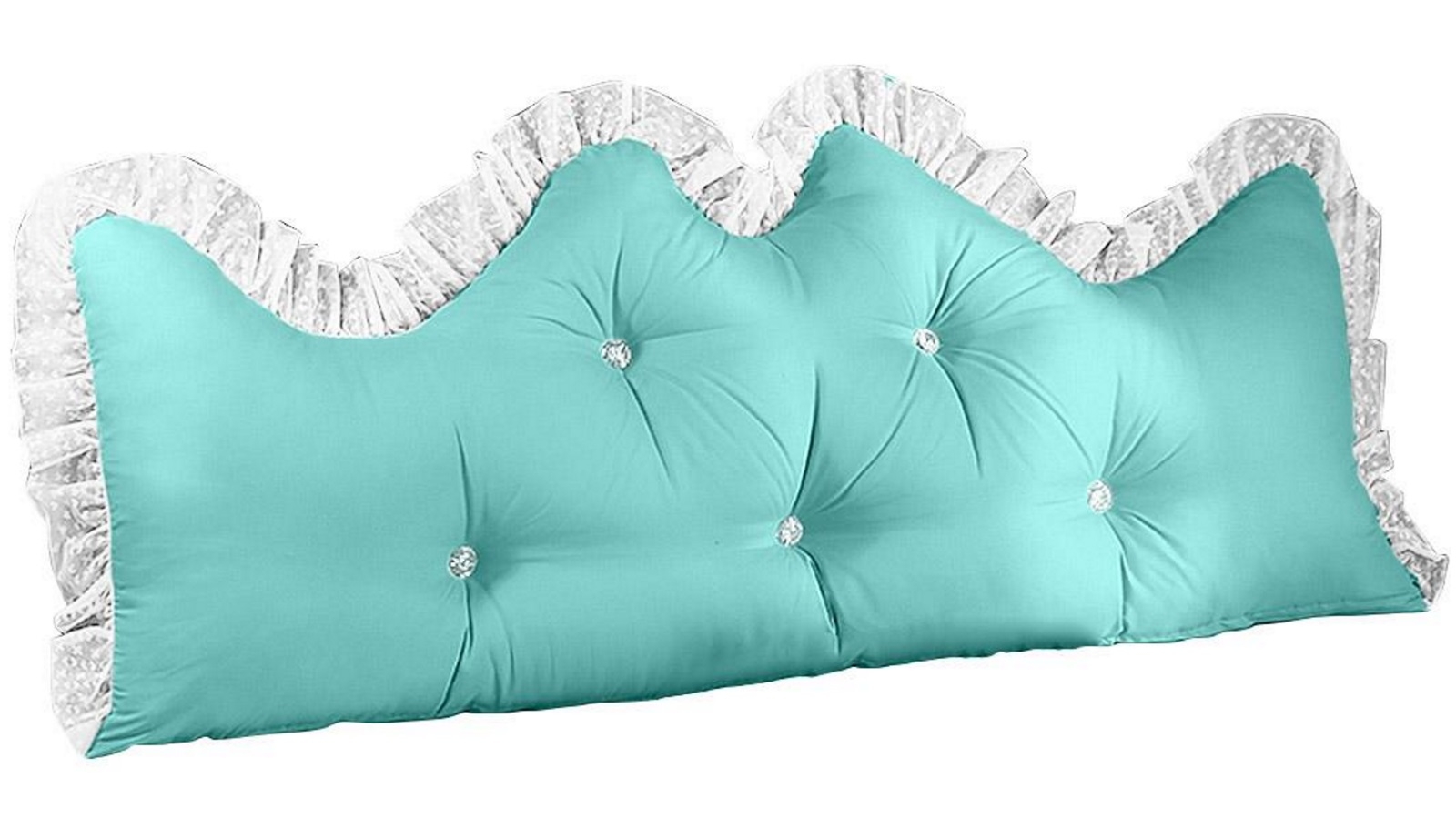 SOGA 180cm Light Blue Princess Bed Pillow Headboard Backrest Bedside Tatami Sofa Cushion with Ruffle Lace Home Decor