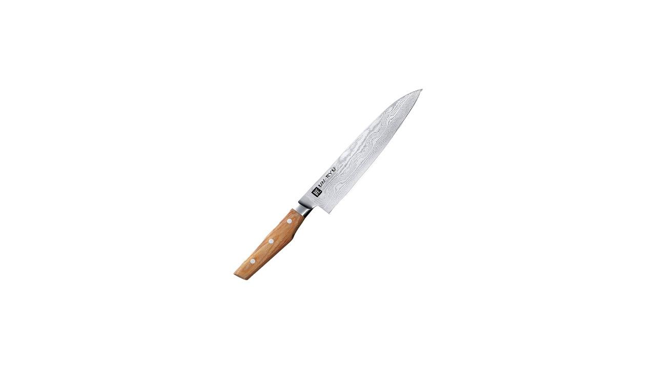 Unryu VG10 33-Layer Wooden Handle Damascus Gyuto Chef Knife - 21cm 