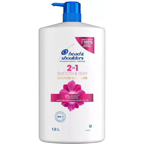 Head & Shoulders 1.8L Smooth & Silky 2-in-1 Shampoo + Conditioner Anti Dandruff