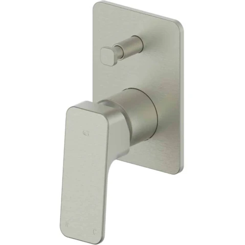 Greens Swept Shower/Bath Diverter Mixer - Brushed Nickel