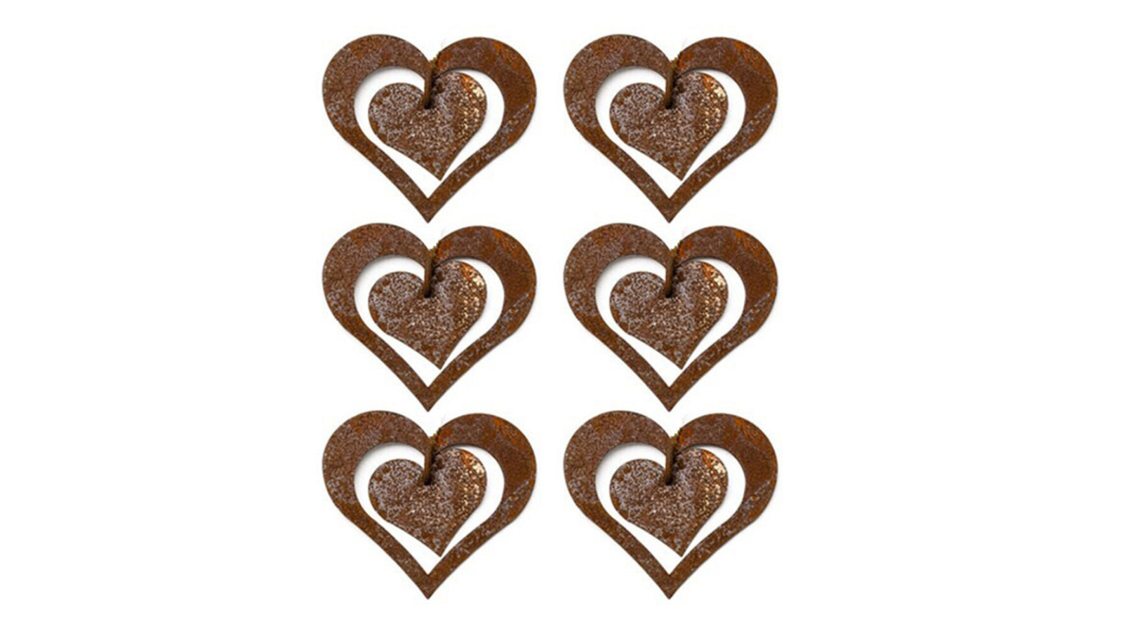 Pack of 12 Hanging Rust Double Heart Outdoor Garden Ornament Patio ...