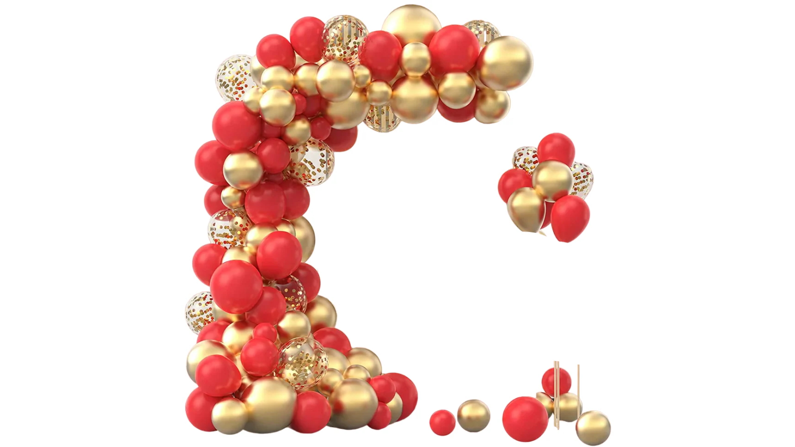 NNEOBA Red and Gold Balloon Arch Garland Kit with Metallic Gold Confetti Balloons