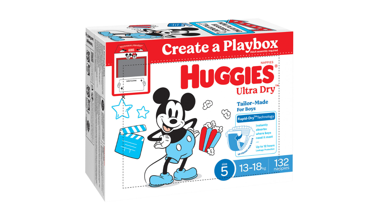 Huggies 132 Piece Boys Ultra Dry Walker Nappies - Size 5