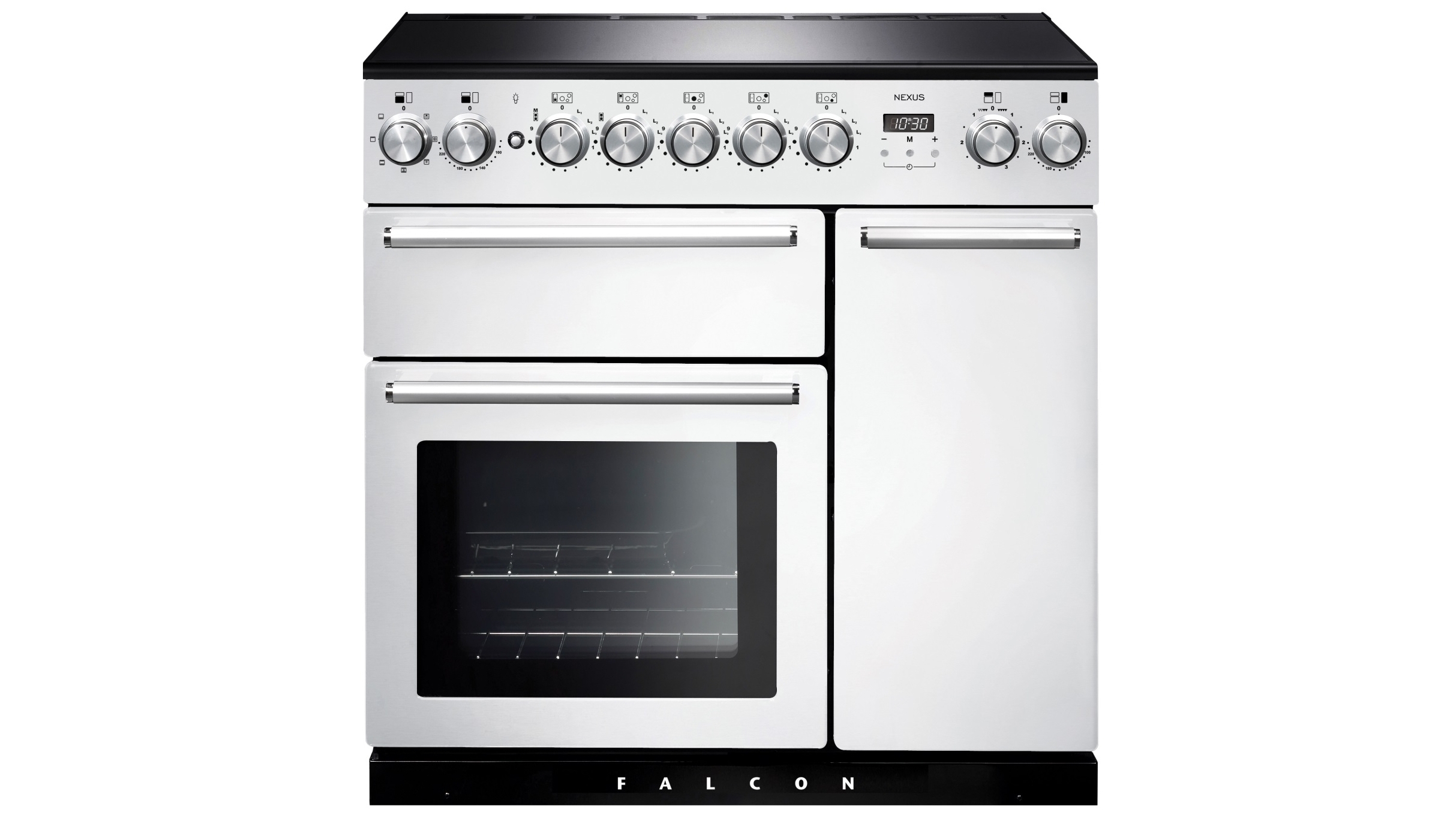 Falcon Nexus 900mm Chrome Fitting Freestanding Induction Cooker White