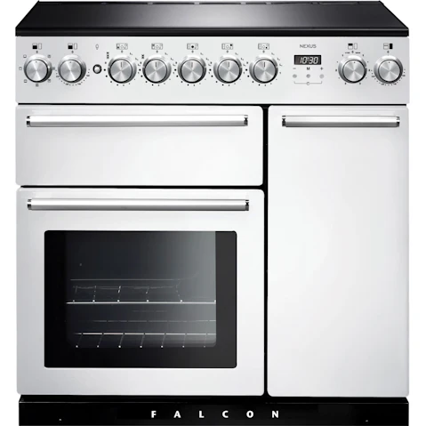 Falcon Nexus 900mm Chrome Fitting Freestanding Induction Cooker - White