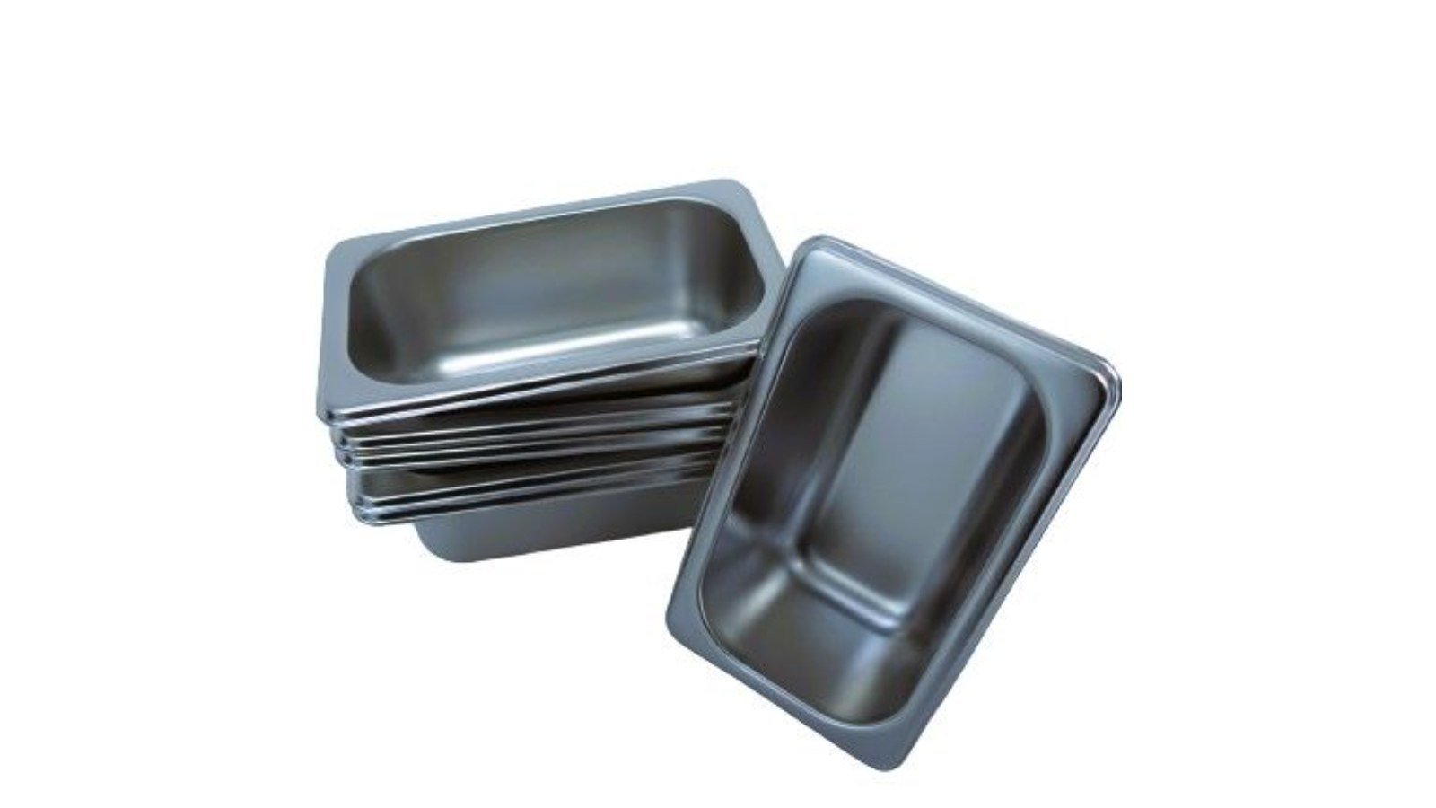 LCE Pack of 6 1/9 Stainless Steel Gastronorm Pan - 6.5cm