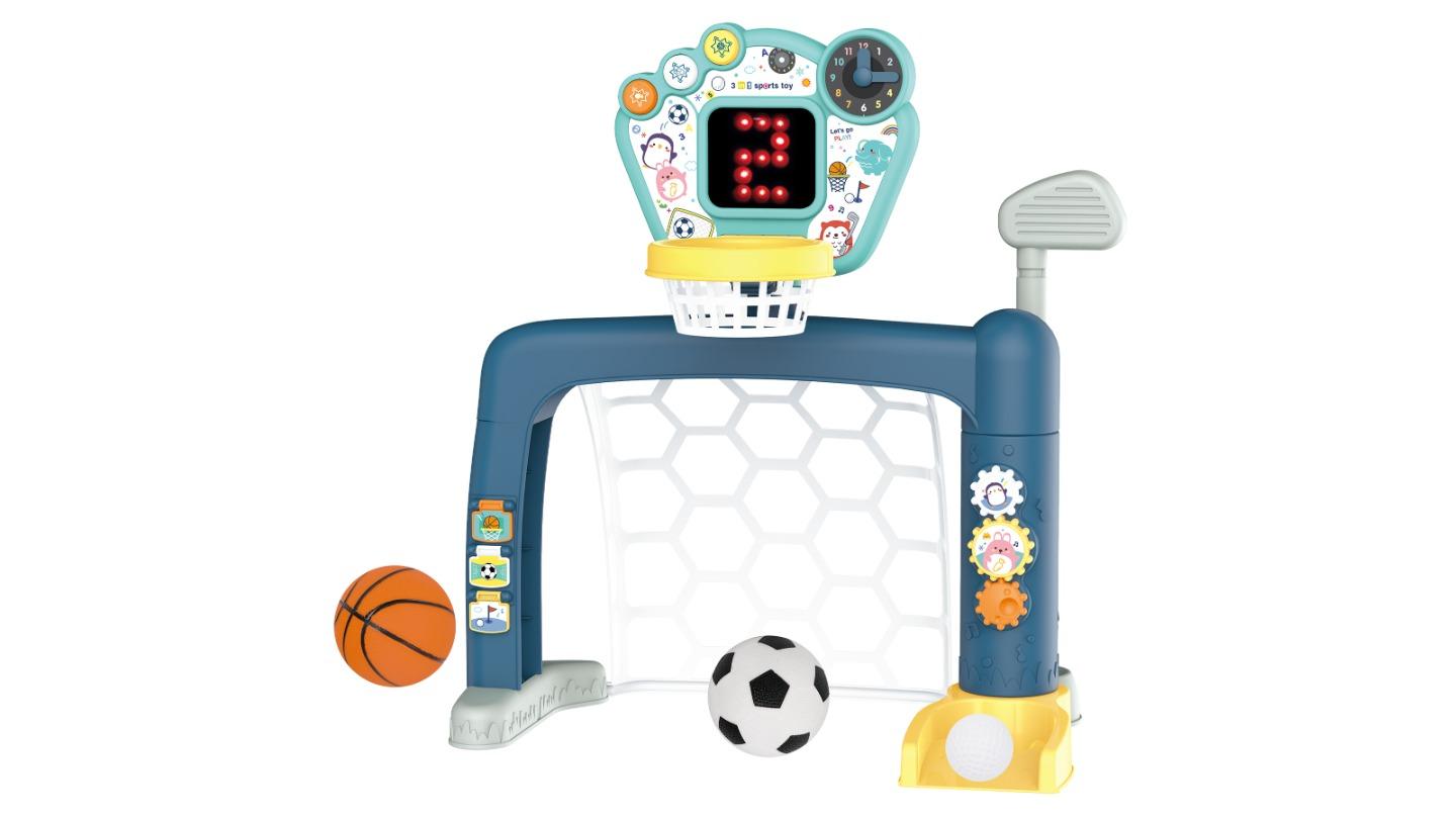 Gem Toys Sports World 3-in-1 Adjustable Basketball Soccer Goal and