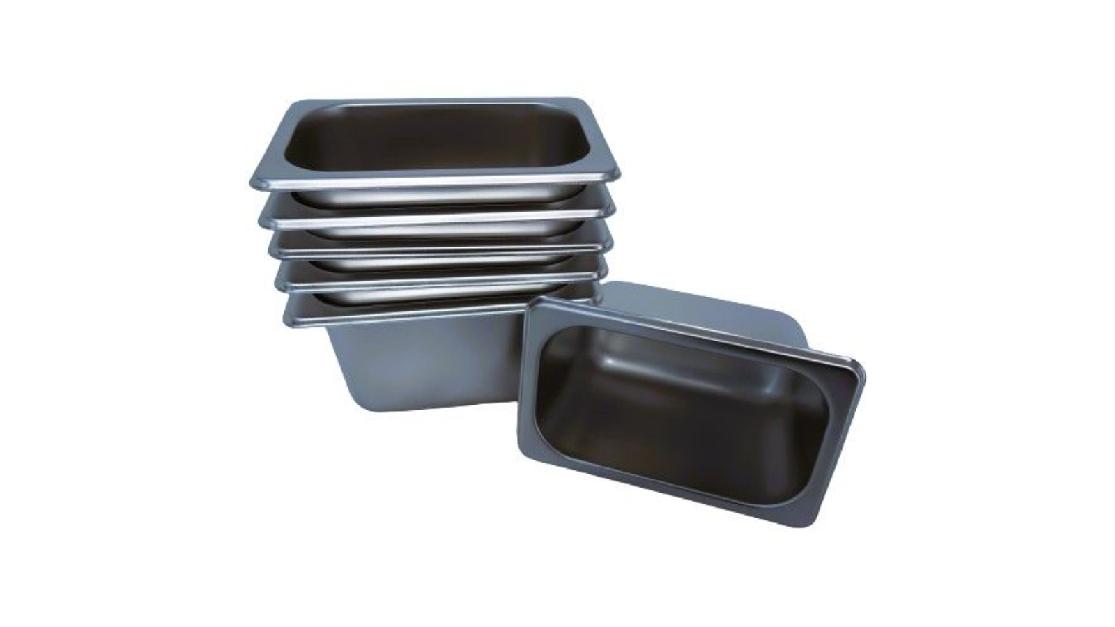 LCE Pack of 6 1/9 Stainless Steel Gastronorm Pan - 10cm