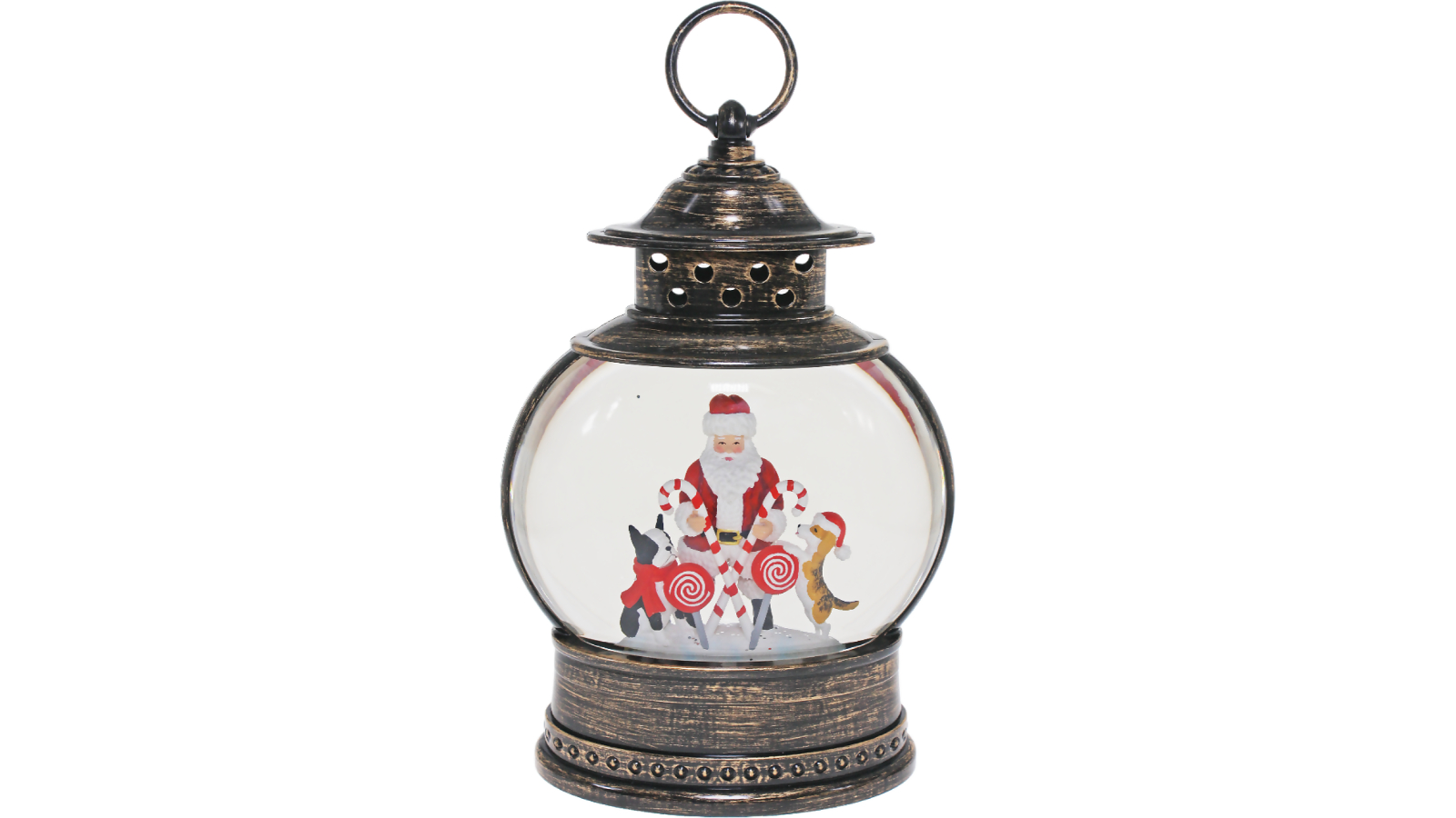 Cotton Candy Santa with Candy Cane And Dogs Xmas Round Lantern