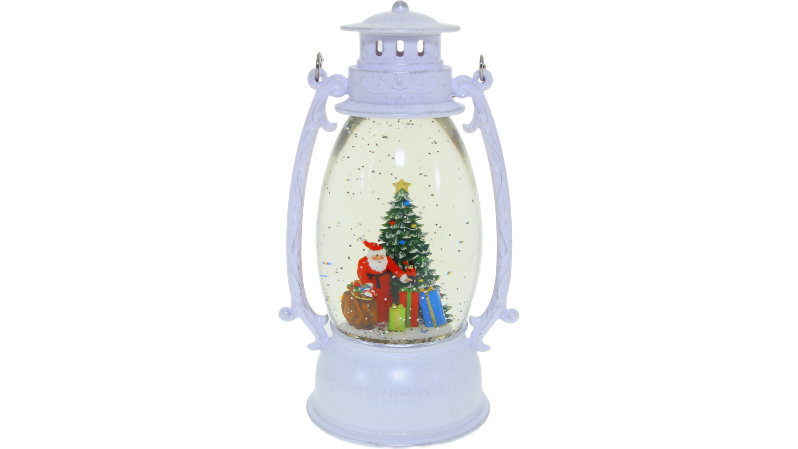 Cotton Candy Santa and Christmas Tree white Oval Lantern