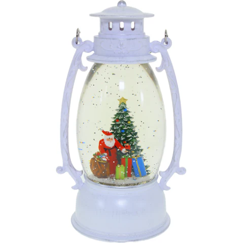 Cotton Candy Santa and Christmas Tree white Oval Lantern