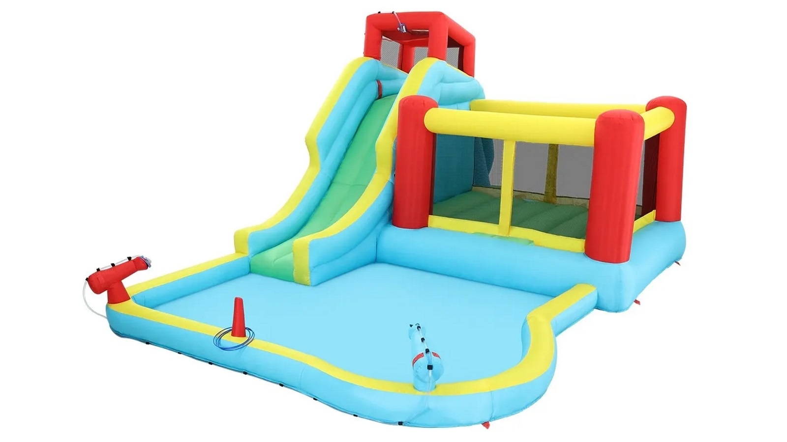 Kidbot All In 1 Inflatable Water Park Water Slide Cannon Climbing Bouncer Castle