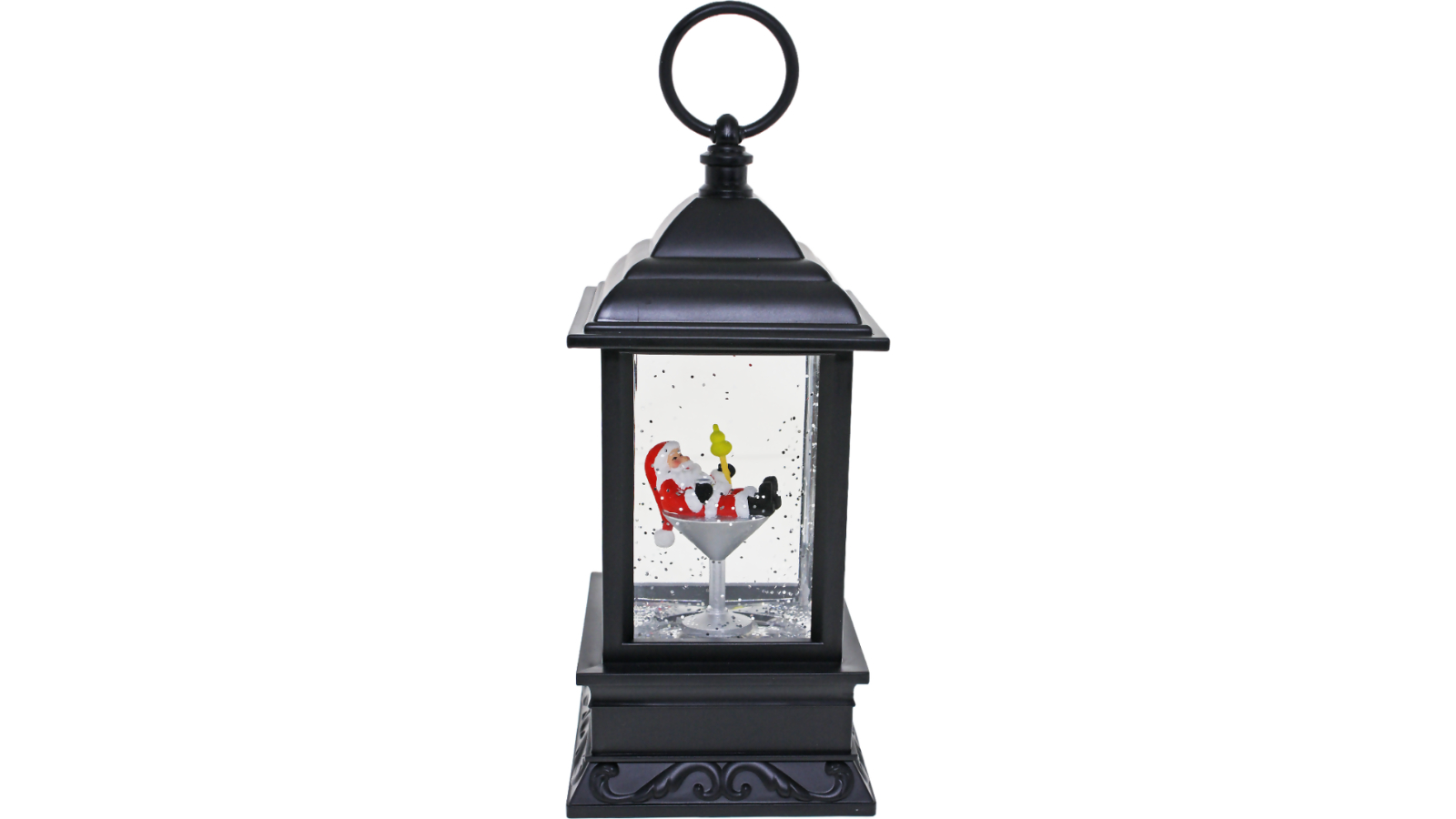 Cotton Candy Black Xmas Lantern Santa in a Martini