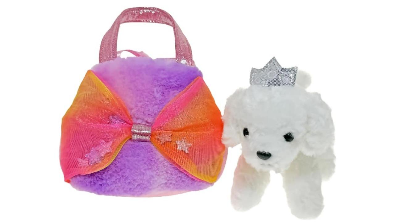 Fancy Pals Bag with White Dog Plush Toy
