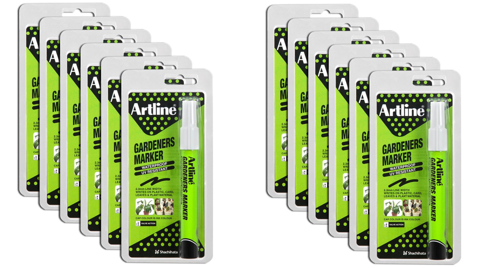 Artline Pack of 12 Fade Resistant Gardeners Permanent Marker - White