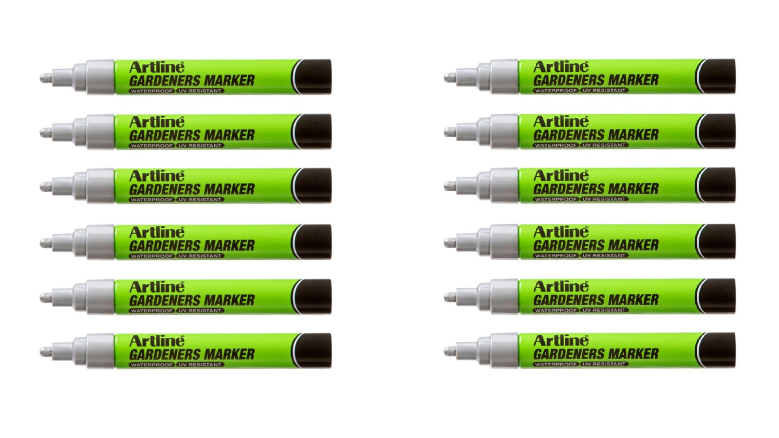 Artline Pack of 12 Fade Resistant Gardeners Permanent Marker - Silver