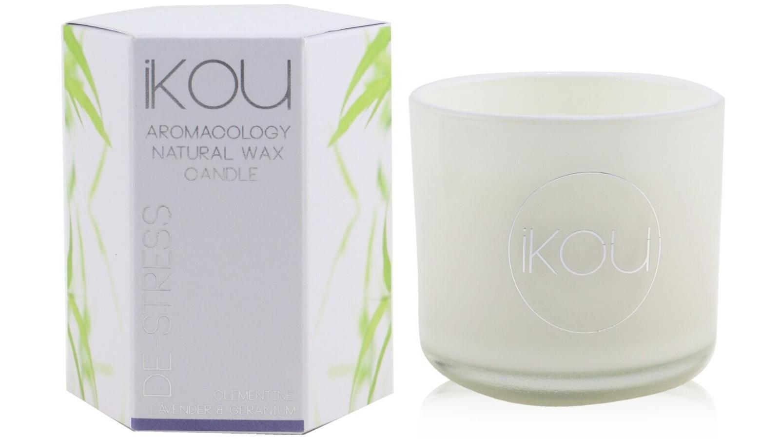 iKOU Eco-Luxury Aromacology Natural Wax Candle Glass - De-Stress - 85g