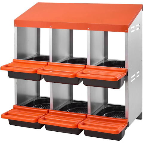 YS 2-Tier 6 Compartments Metal Chicken Nesting Box