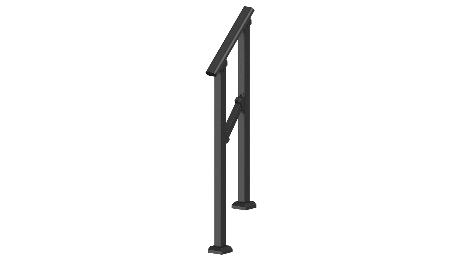YS 2-Step Carbon Steel Outdoor Handrail - Black