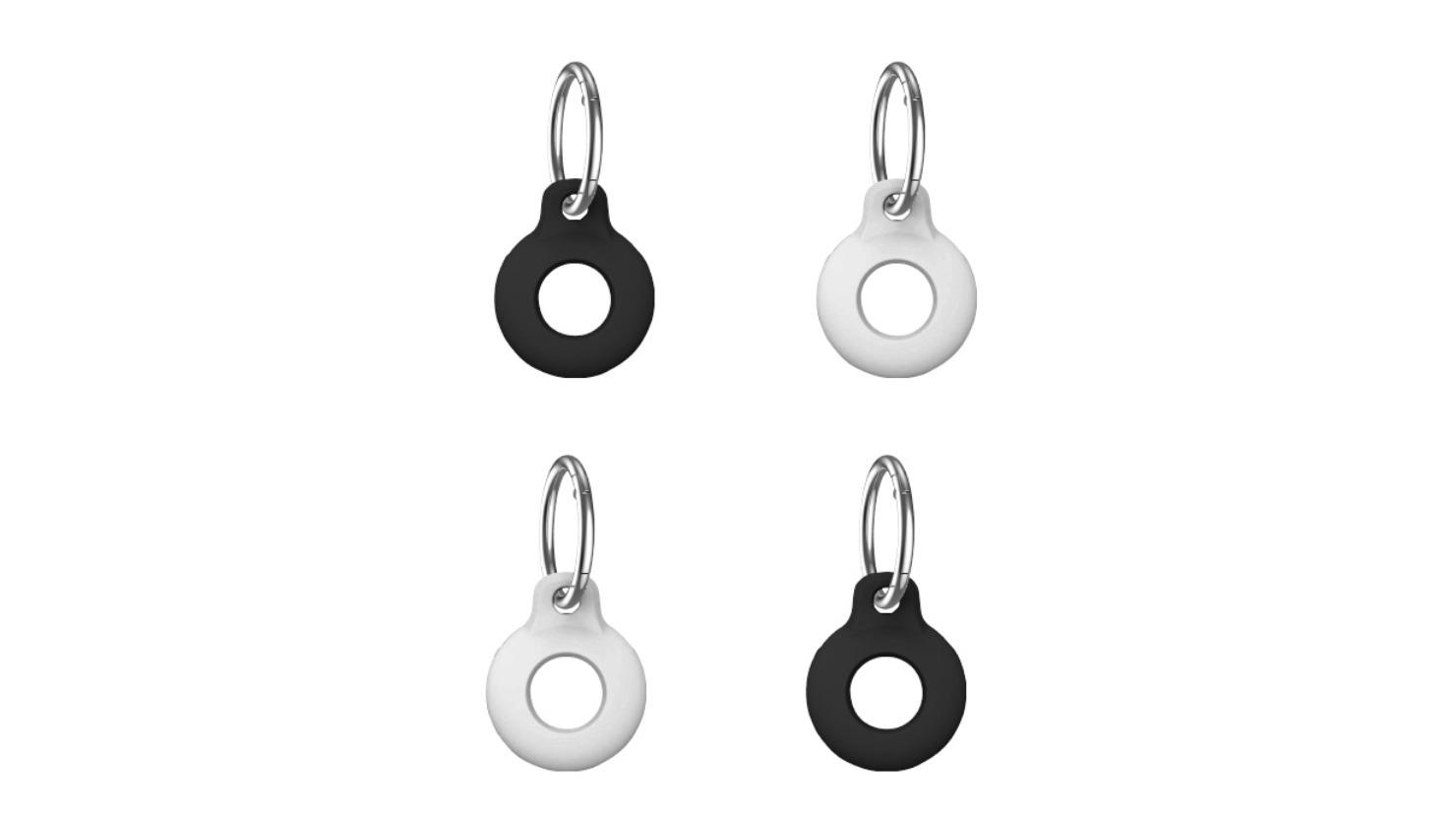 Laser Pack of 4 Silicone Keyring AirTag Black White Harvey Norman