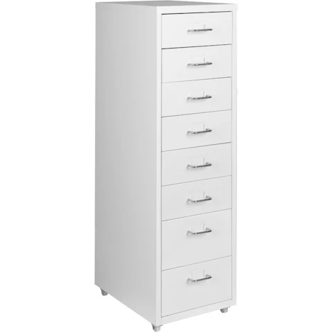 Levede 8-Drawer Steel Rack Office Storage Cabinet - White