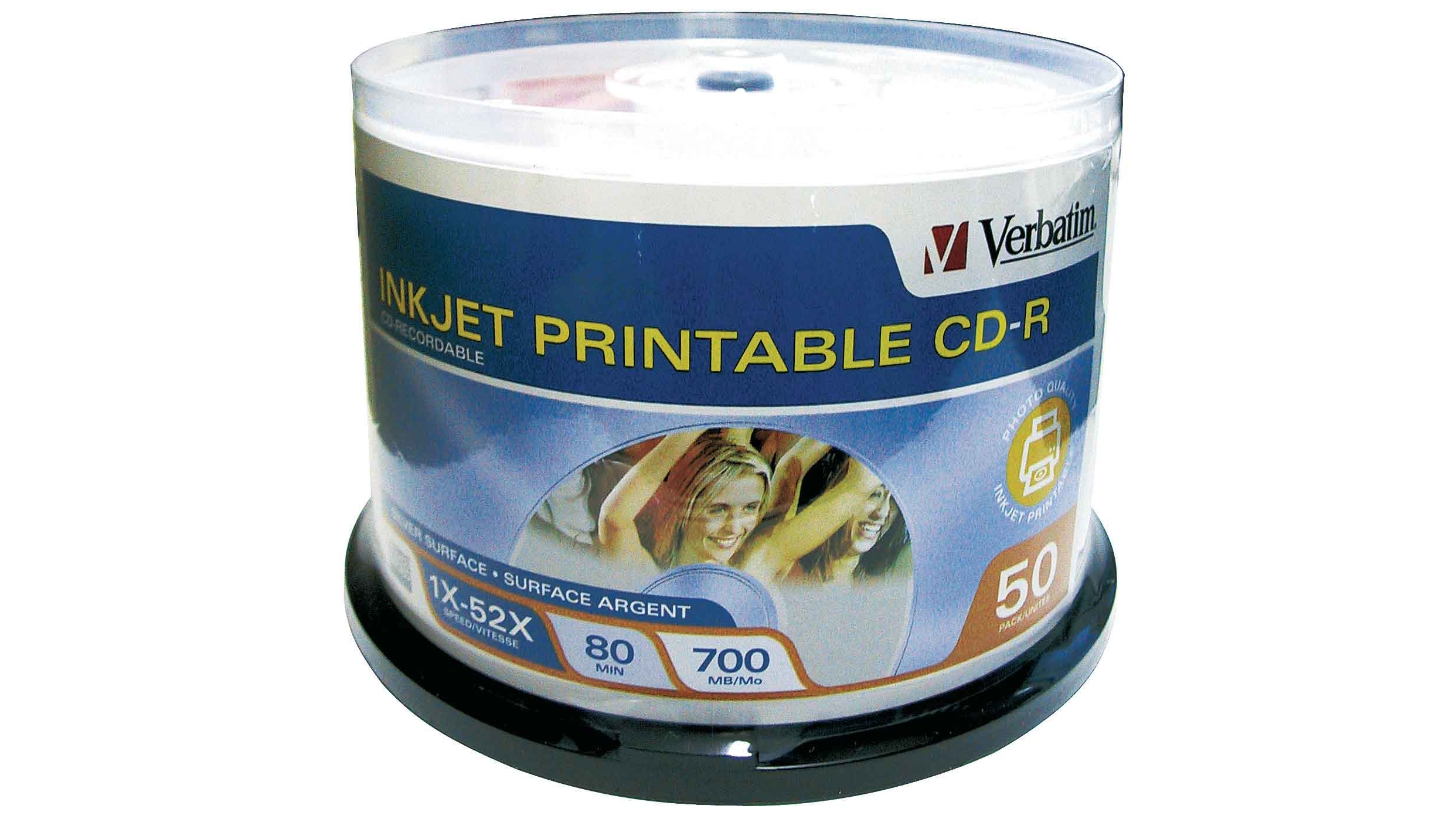 Verbatim CD-R 700MB 52x Silver Inkjet Printable Recordable 95005