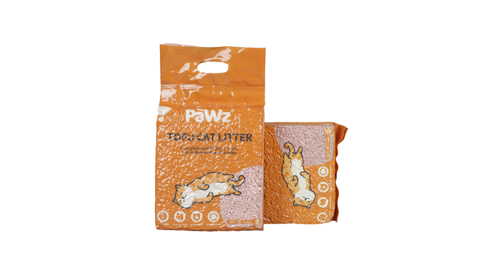 Pawz 2.5kg Super Absorbent Peach Flushable Tofu Cat Litter - 12 Piece