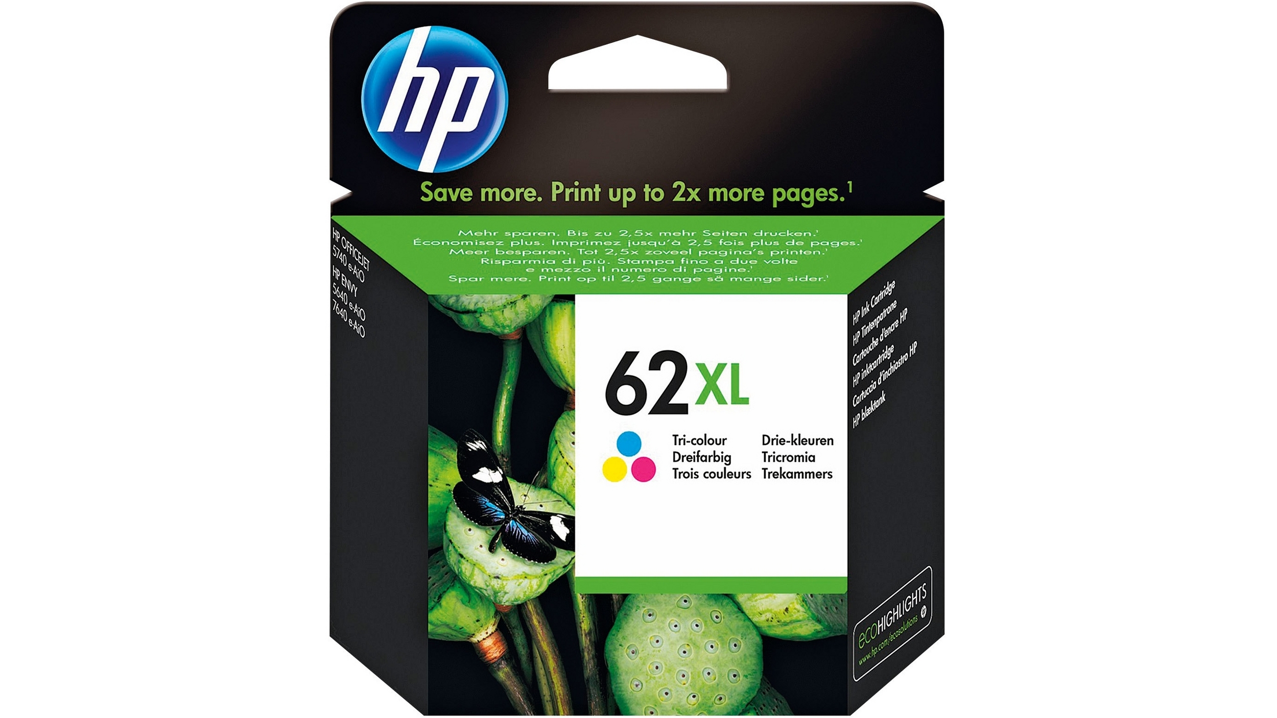 HP 62 XL High Yield Tri-Colour Original Ink Cartridge Instant Ink Compatible