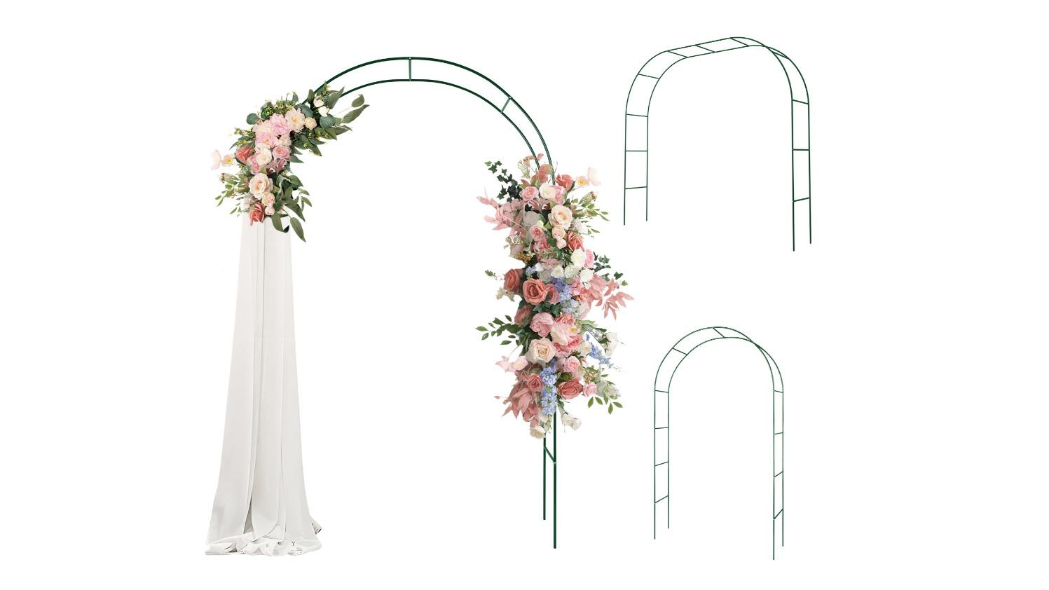 Adjustable Height Metal Frame Climbing Plants Garden Trellis Archway - Green