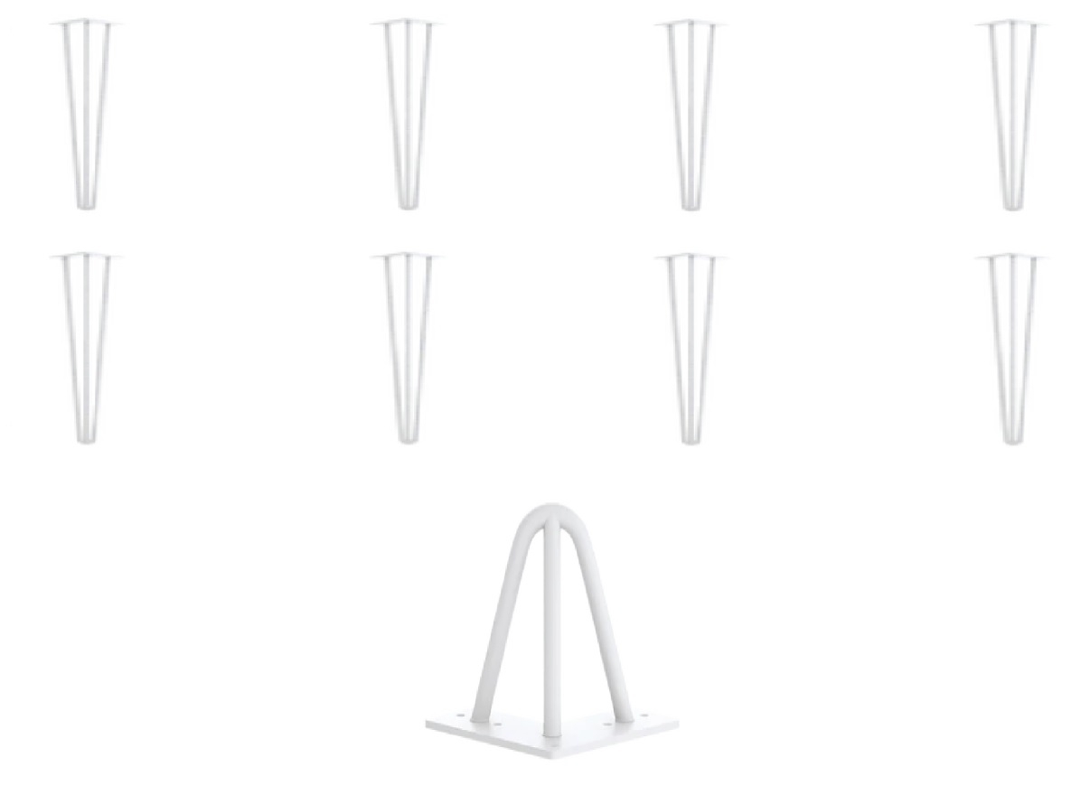 Serrano Set of 4 Industrial White 3-Rod Bench Desk Legs