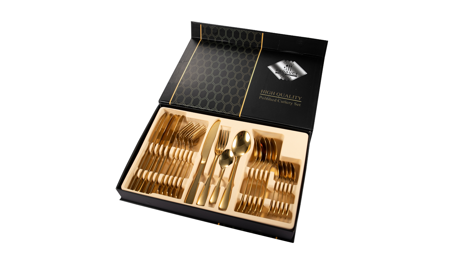 24 Piece Stainless Steel Cutlery Set with Gift Box - Gold