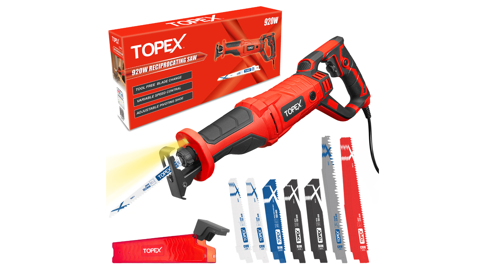 Topex 920W Reciprocating Saw with 34 Piece Blade