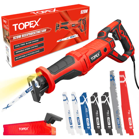 Topex 920W Reciprocating Saw with 34 Piece Blade