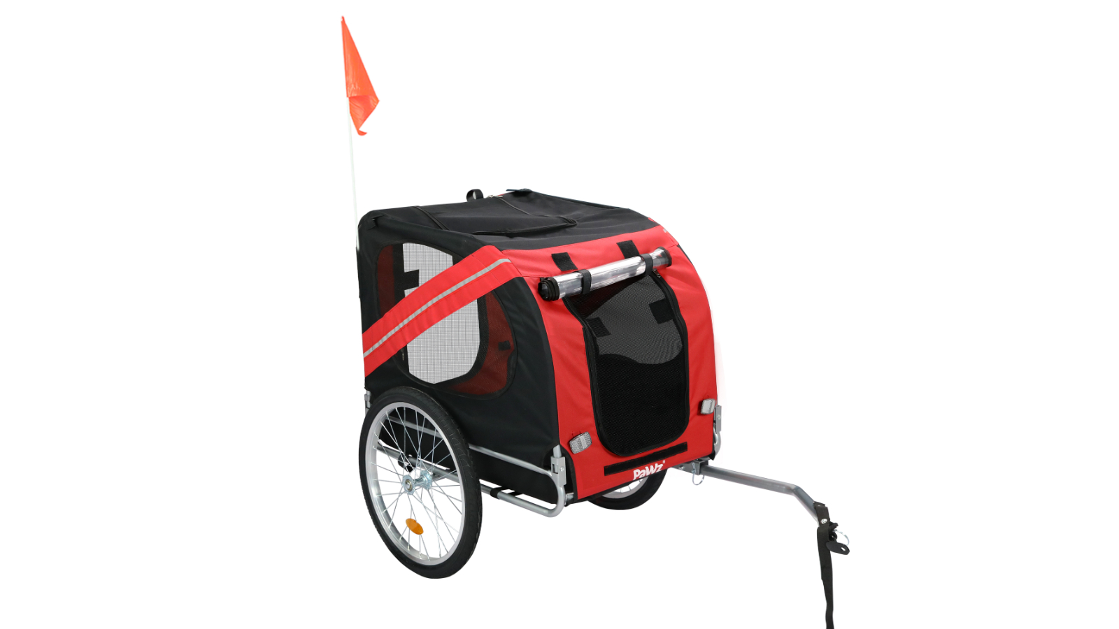 PaWz Foldable Pet Bike Trailer with Sunroof - Black/Red