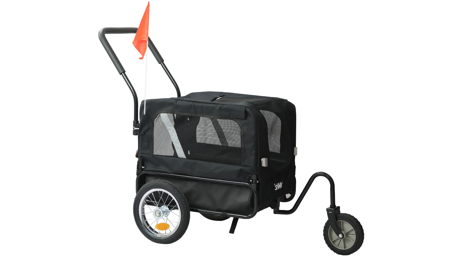PaWz 2-in-1 Foldable Pet Bike Trailer with Sunroof - Black