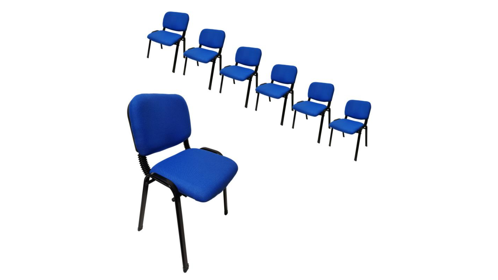 NNECN Set of 7 Stackable Conference Visitor and Community Office Chair - Blue