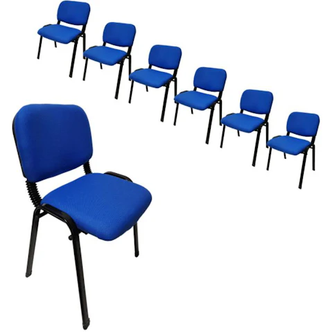 NNECN Set of 7 Stackable Conference Visitor and Community Office Chair - Blue
