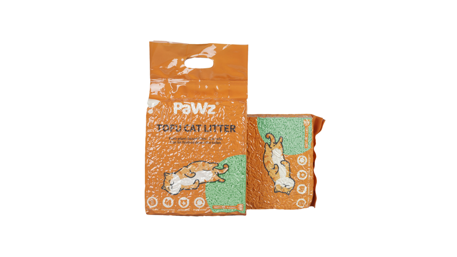 Pawz 2.5kg Super Absorbent Green Tea Flushable Tofu Cat Litter - 4 Piece