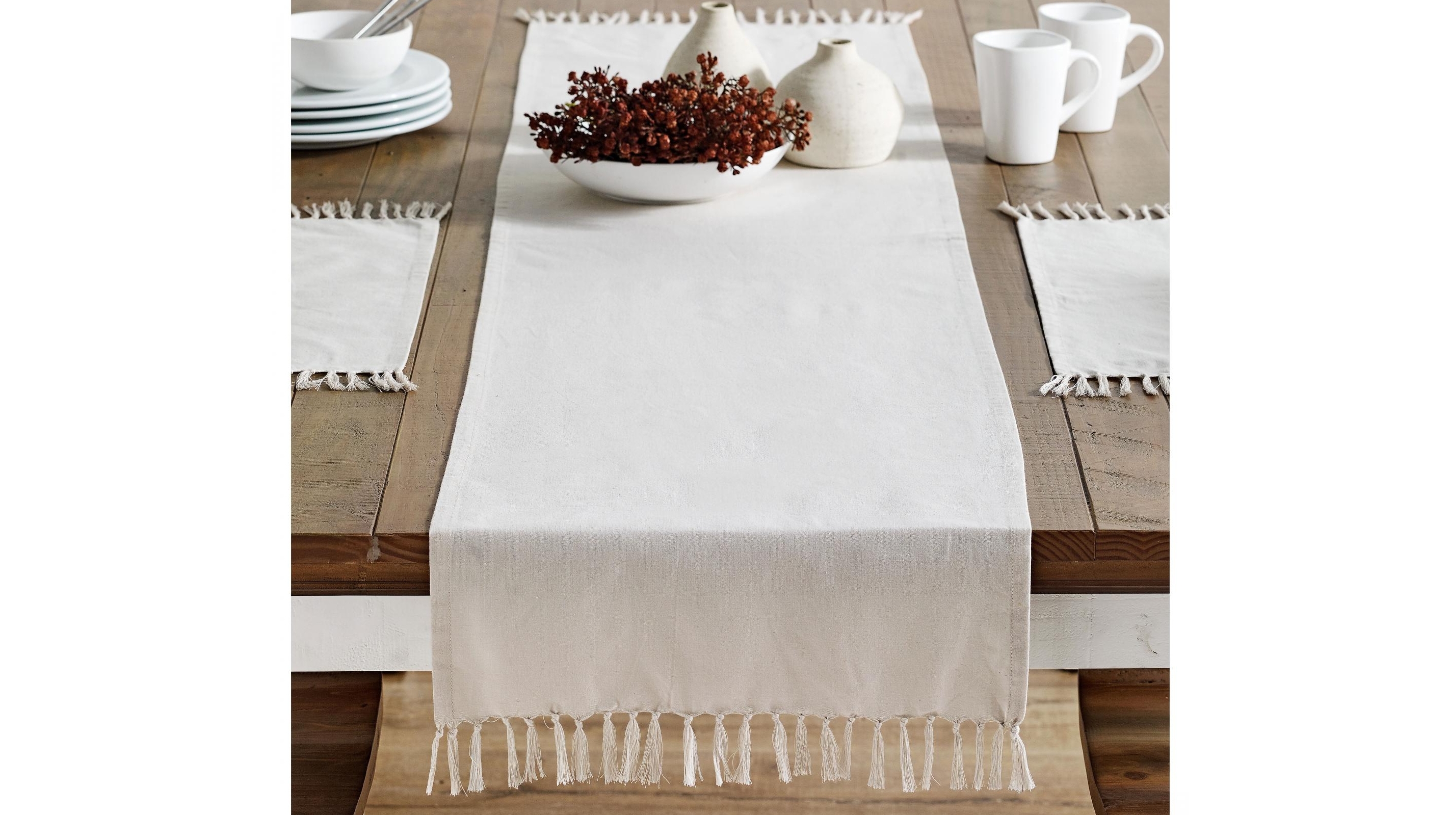 L'Avenue Fringed Stone Table Runner