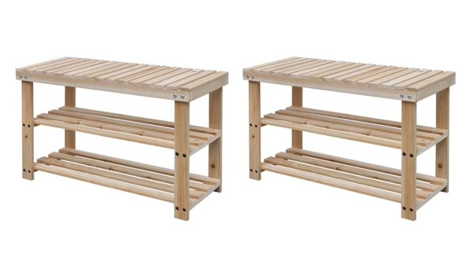 vidaXL 2 Piece 2-in-1 Shoe Rack with Bench Top