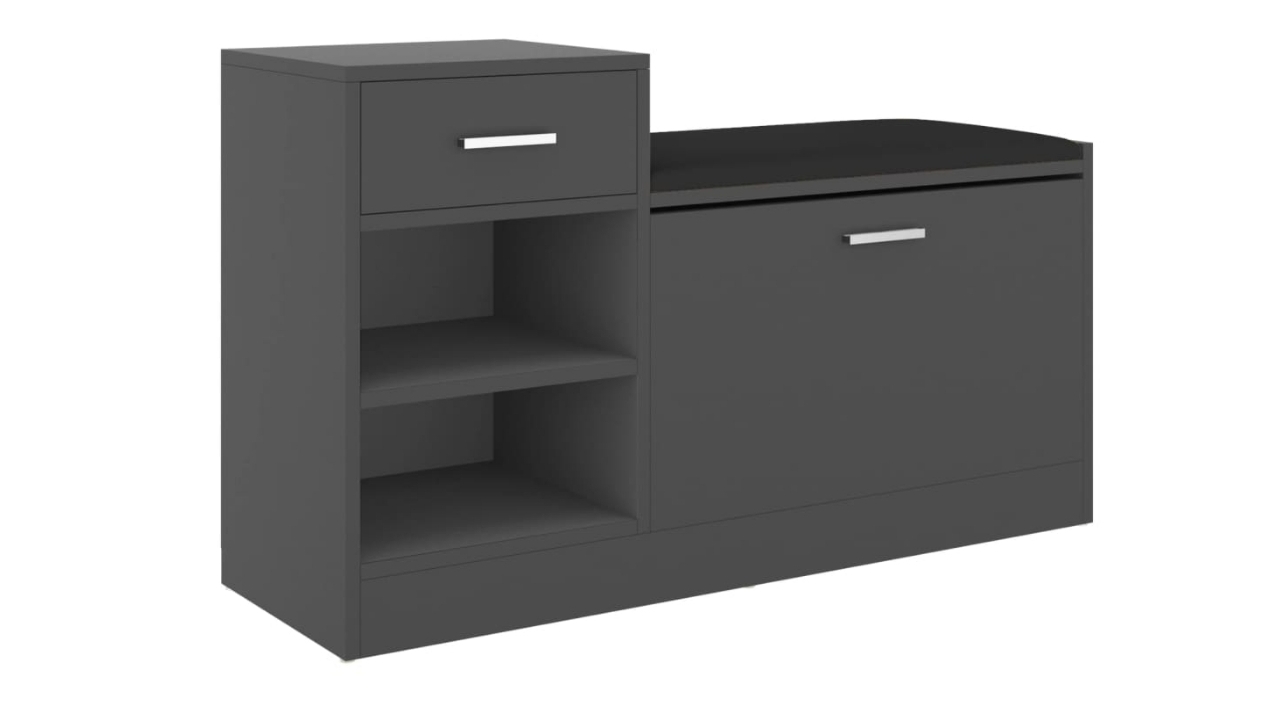 vidaXL Chipboard 94.5 x 31 x 57cm Shoe Bench - Grey