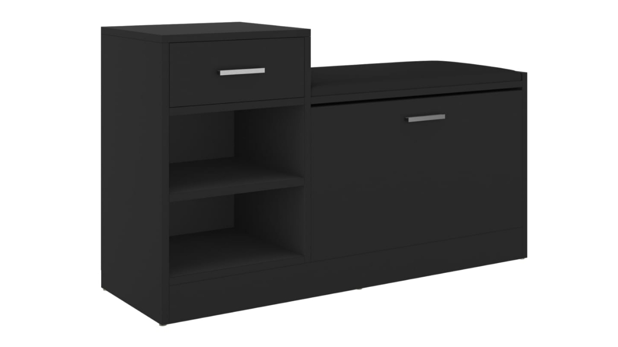 vidaXL Chipboard 94.5 x 31 x 57cm Shoe Bench - Black