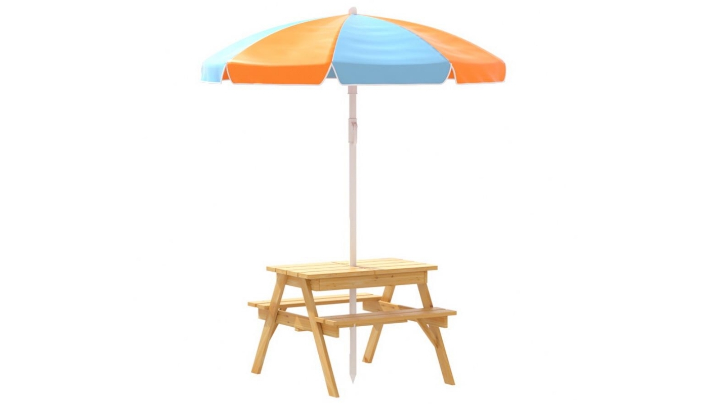Keezi Kids Outdoor Picnic Bench Set With Umbrella